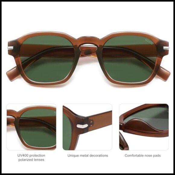 Vintage Square Polarized Sunglasses with UV400 Lenses